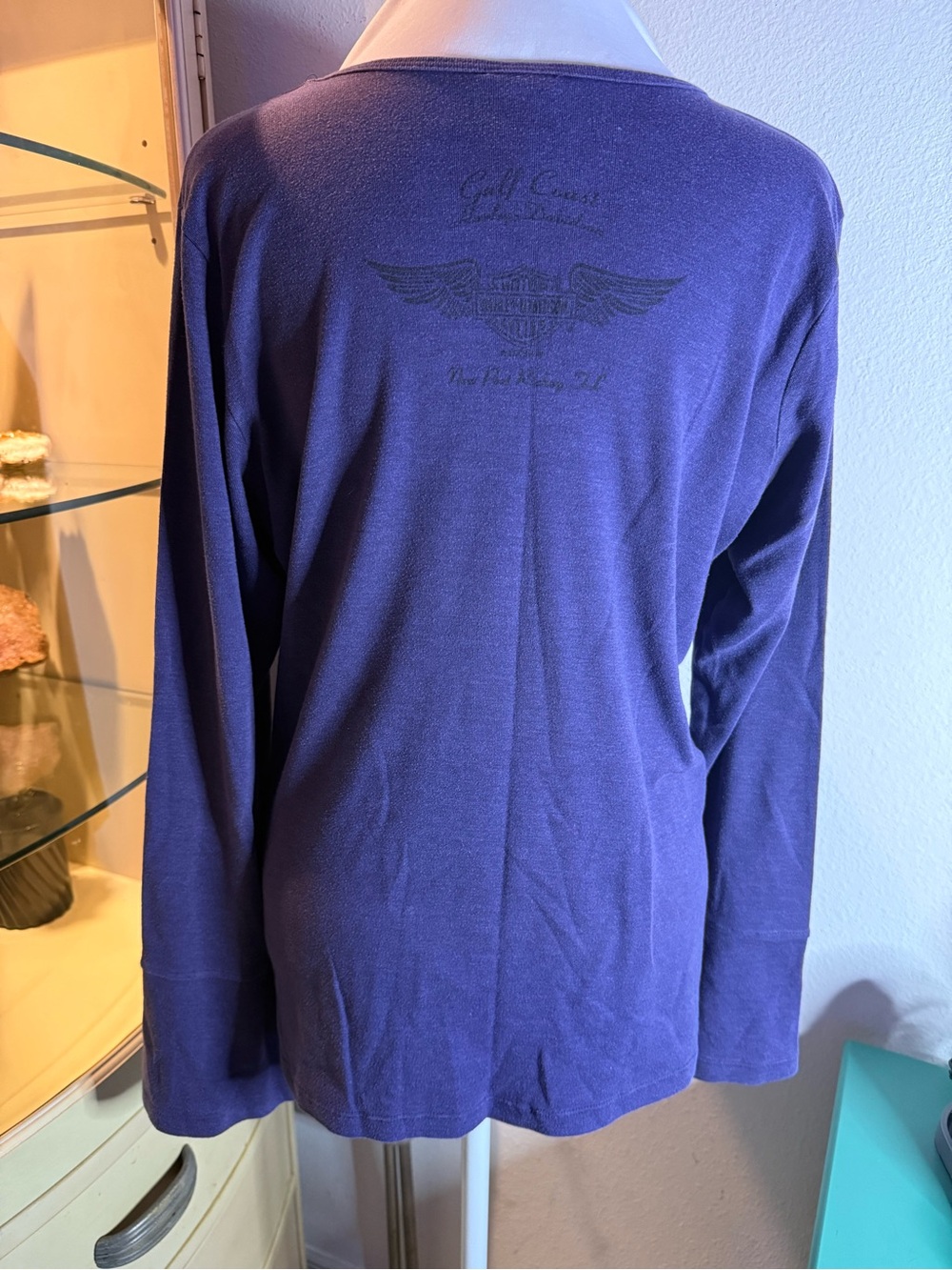 Vintage Y2K Harley Davidson Flare Sleeve Shirt 1X Made in USA Gulf Coast FL - Picture 6 of 8